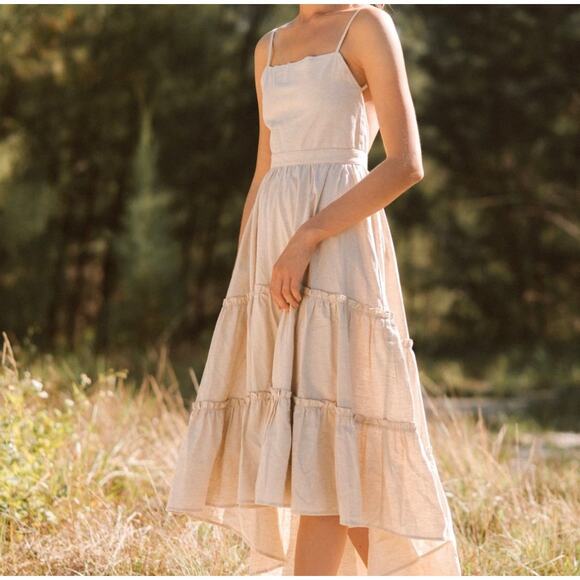 The Cousin The Label Malto Dress Cream Size Small NWT Ruffled Tier Romantic - Picture 12 of 13